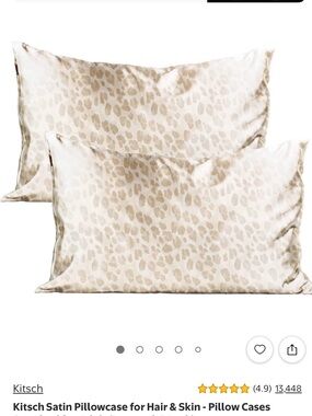 Kitsch Satin Leopard Print Pillowcase Pair in Beige
